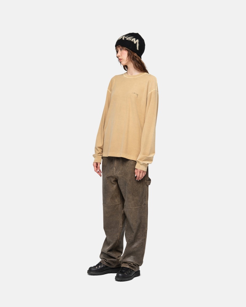 Stussy Lazy Ls T-shirts Goud | 32061-QNZF