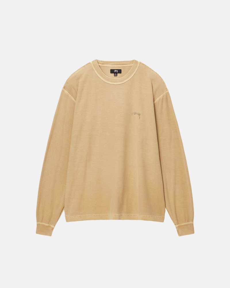 Stussy Lazy Ls T-shirts Goud | 32061-QNZF