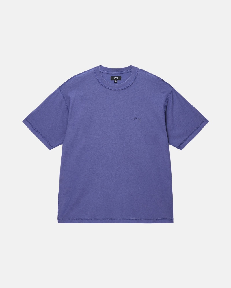 Stussy Lazy T-shirts Diepblauw | 57421-DHZL