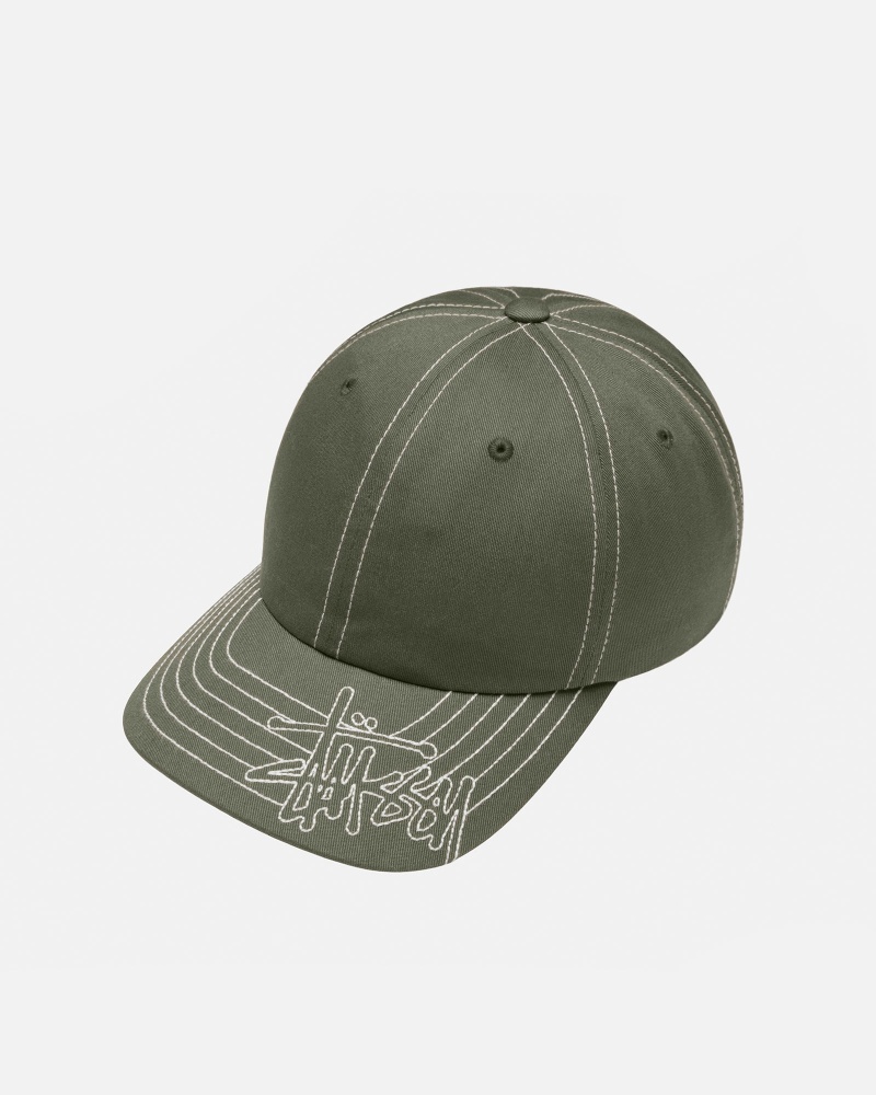 Stussy Low Pro Basic Stitch Strapback Hoeden Olijfgroen | 02615-YLBE