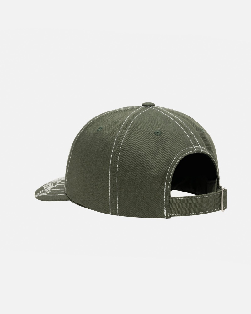 Stussy Low Pro Basic Stitch Strapback Hoeden Olijfgroen | 02615-YLBE