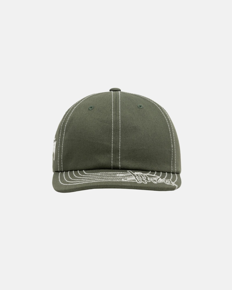 Stussy Low Pro Basic Stitch Strapback Hoeden Olijfgroen | 02615-YLBE