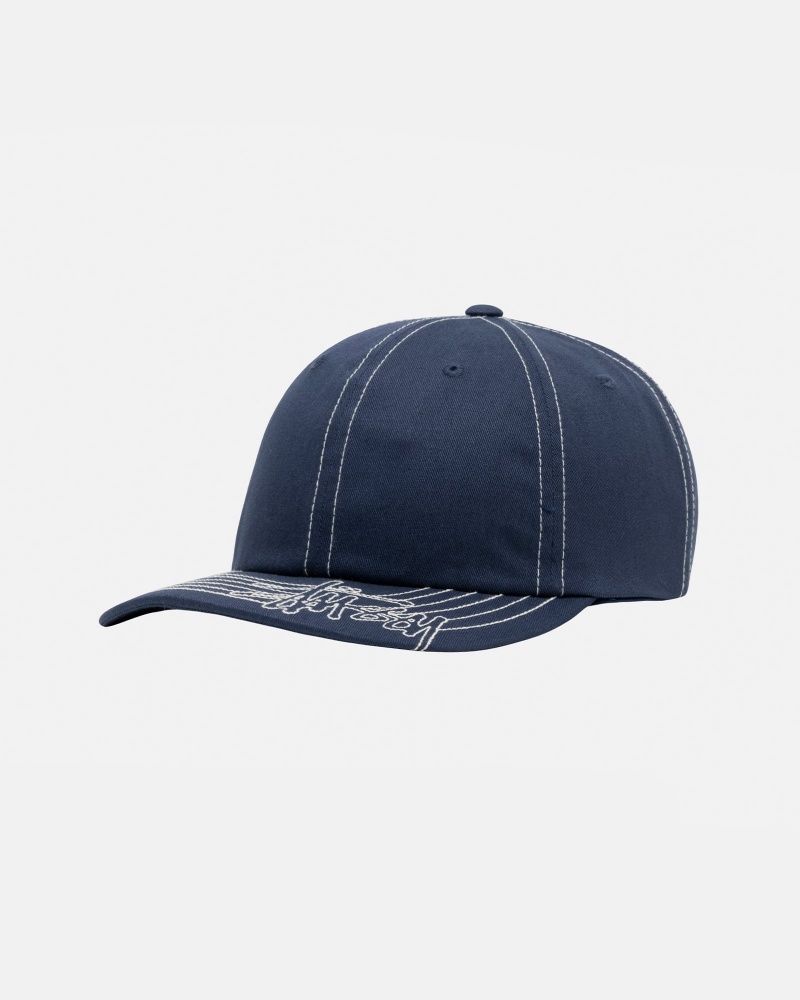 Stussy Low Pro Basic Stitch Strapback Hoeden Donkerblauw | 97301-QUSI