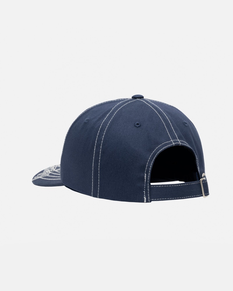 Stussy Low Pro Basic Stitch Strapback Hoeden Donkerblauw | 97301-QUSI