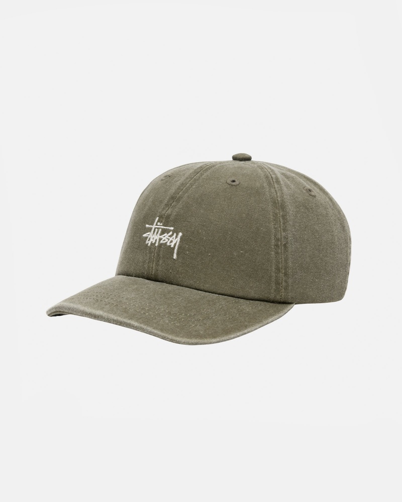 Stussy Low Pro Basic Washed Strapback Hoeden Olijfgroen | 69312-EMOH