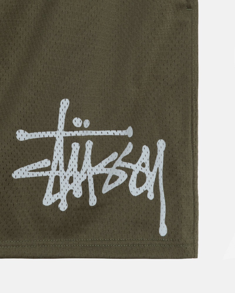 Stussy Mesh Big Basic Korte Broek Olijfgroen | 39748-YNCO