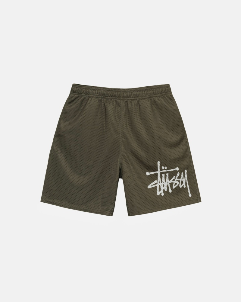 Stussy Mesh Big Basic Korte Broek Olijfgroen | 39748-YNCO