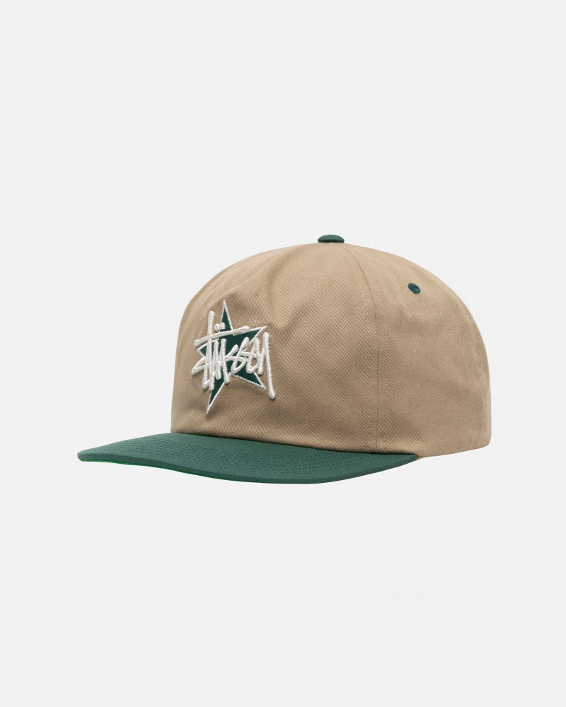 Stussy Mid-Depth Basic Star Strapback Hoeden Khaki | 39807-WOBI