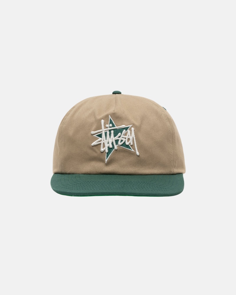 Stussy Mid-Depth Basic Star Strapback Hoeden Khaki | 39807-WOBI