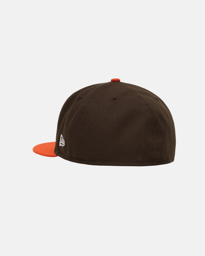 Stussy New Era 59fifty Curly S Hoeden Bruin Oranje | 85367-SPQF