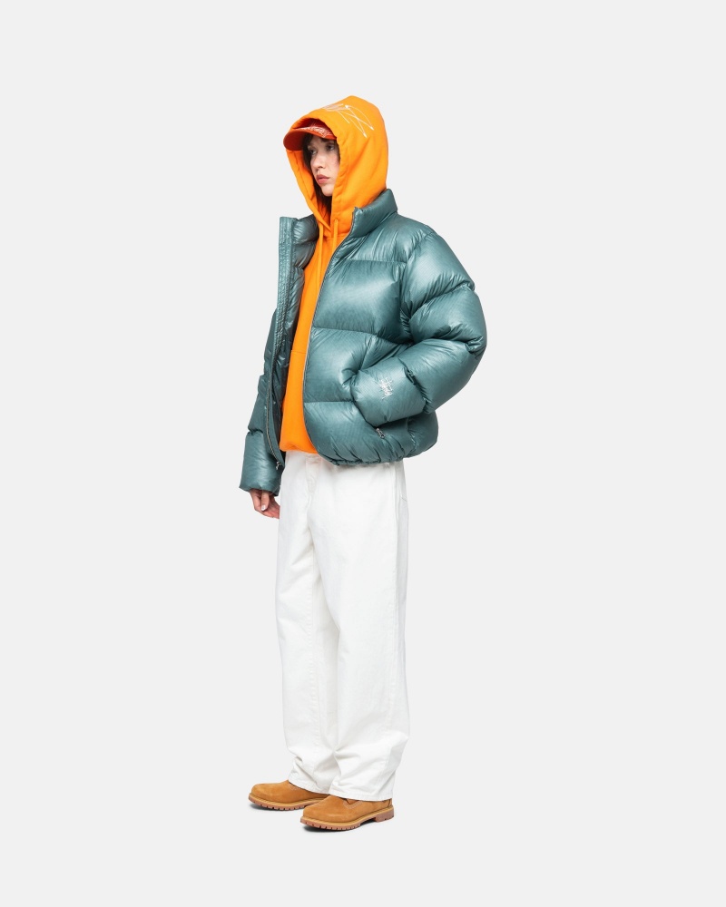 Stussy Puffer Parachute Ripstop Donsjas Blauw | 76539-BMFT