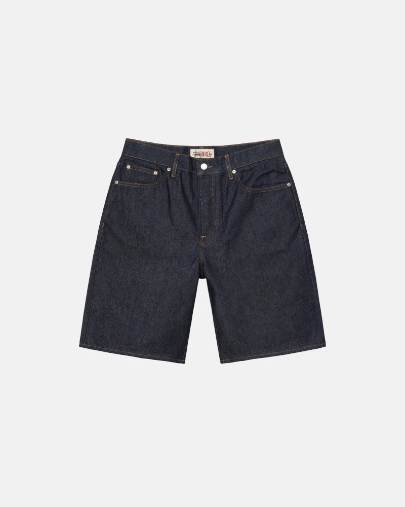 Stussy Raw Denim Big Ol\' Korte Broek Donkerblauw | 69013-LNCA