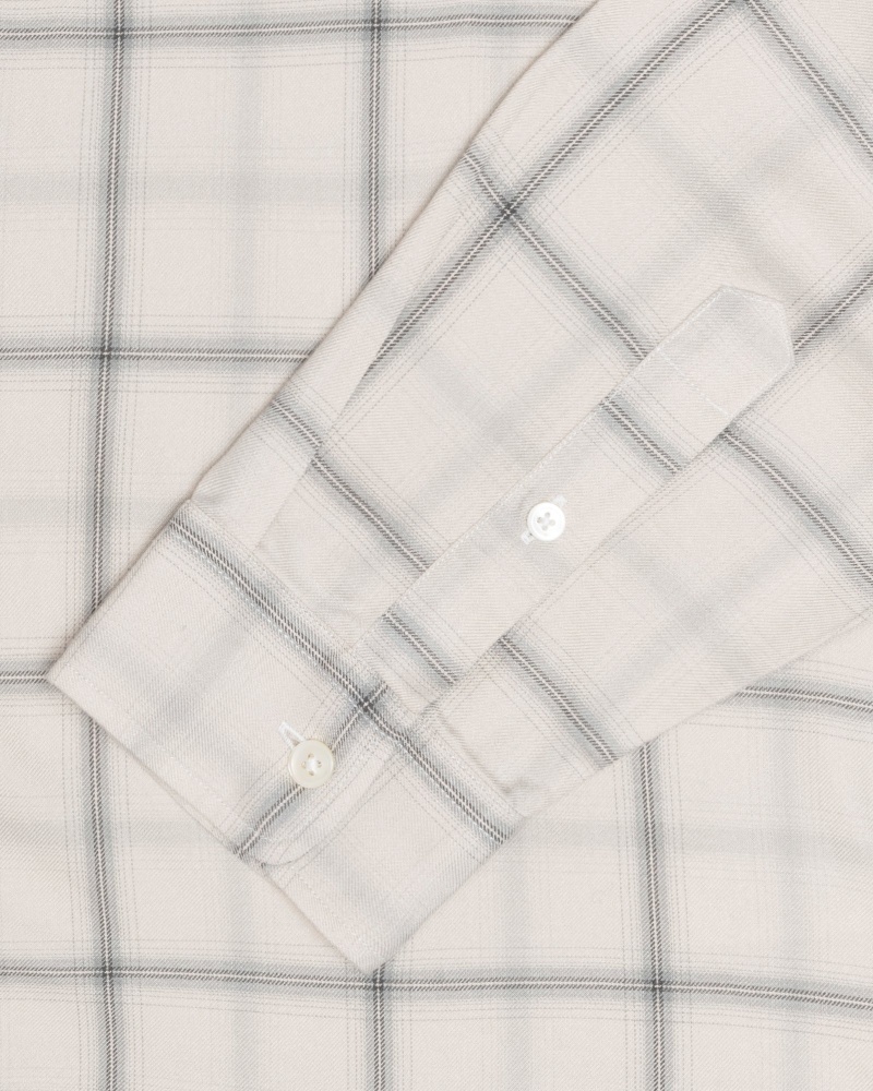 Stussy Shadow Plaid Rayon Shirts     Beige | 51934-IANQ