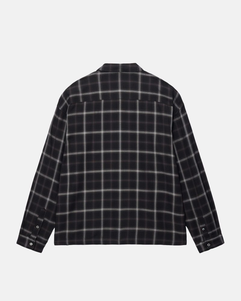 Stussy Shadow Plaid Rayon Shirts     Zwart | 23980-TILN