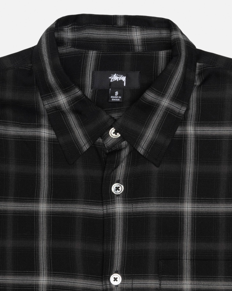 Stussy Shadow Plaid Rayon Shirts     Zwart | 23980-TILN