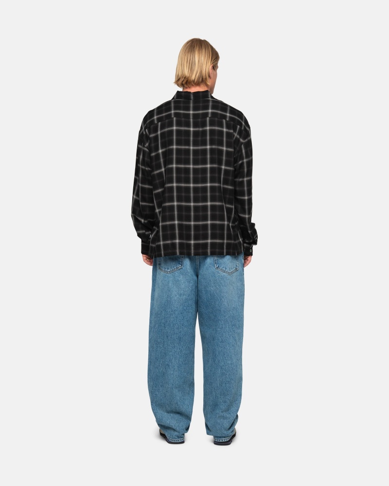 Stussy Shadow Plaid Rayon Shirts     Zwart | 23980-TILN