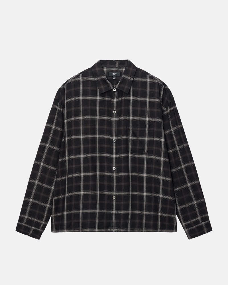 Stussy Shadow Plaid Rayon Shirts     Zwart | 23980-TILN