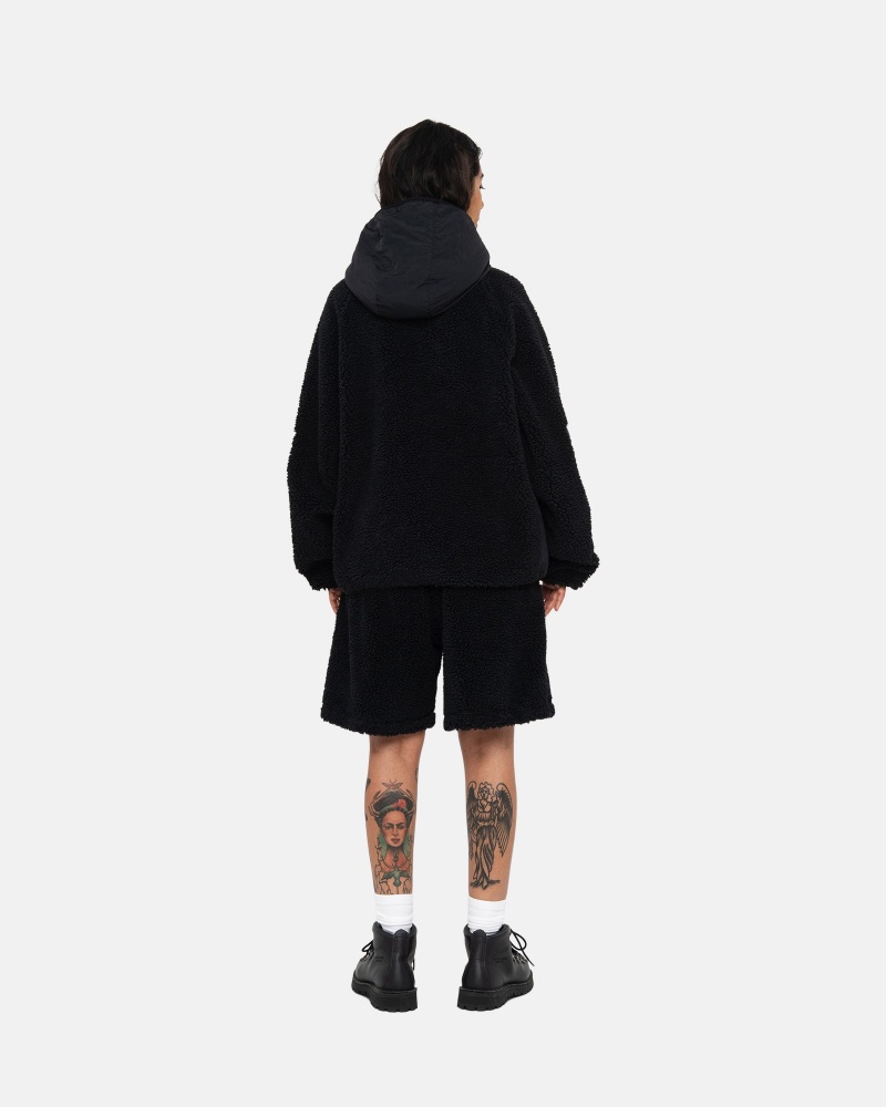 Stussy Sherpa Paneled Met Capuchon Jassen Zwart | 54731-XCZF