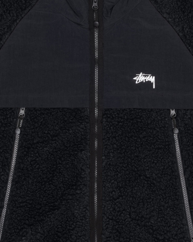 Stussy Sherpa Paneled Met Capuchon Jassen Zwart | 54731-XCZF