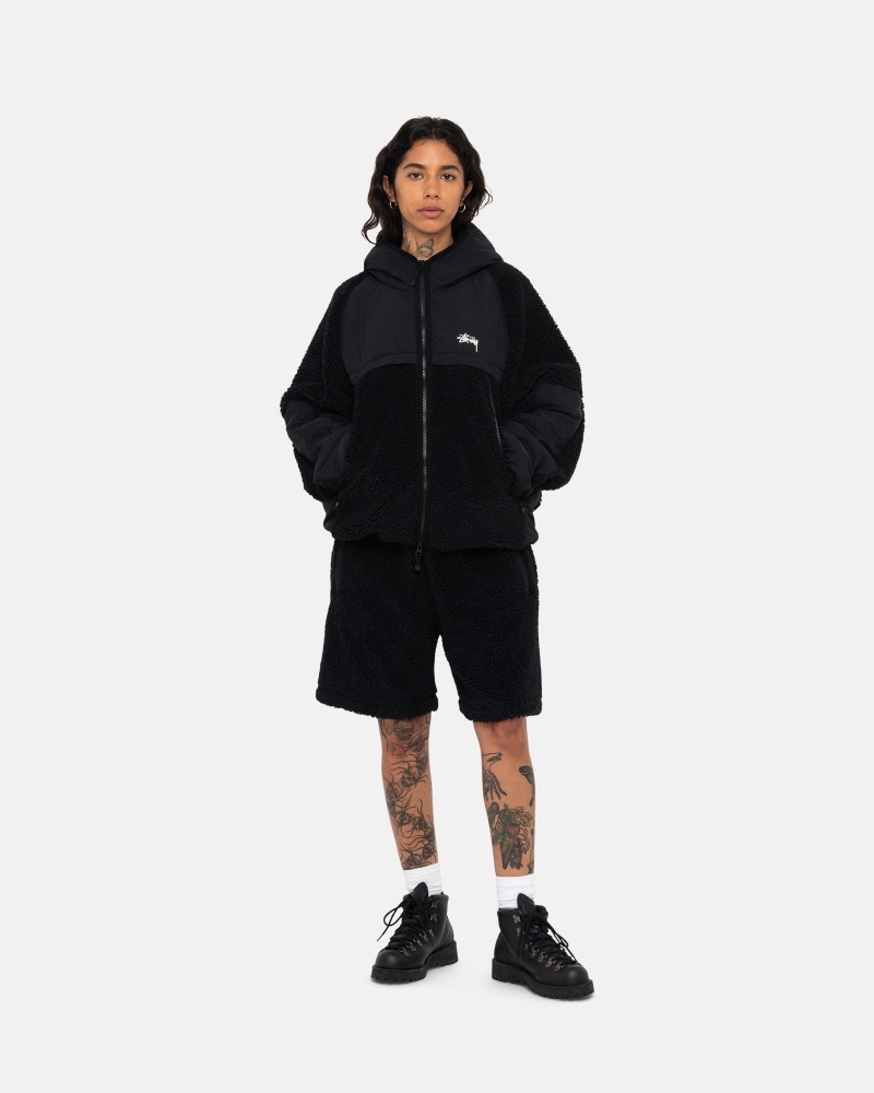 Stussy Sherpa Paneled Met Capuchon Jassen Zwart | 54731-XCZF