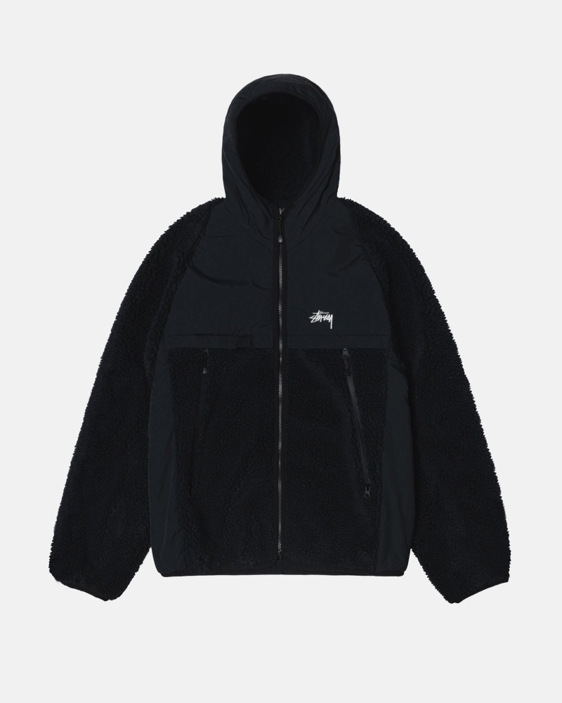 Stussy Sherpa Paneled Met Capuchon Jassen Zwart | 54731-XCZF