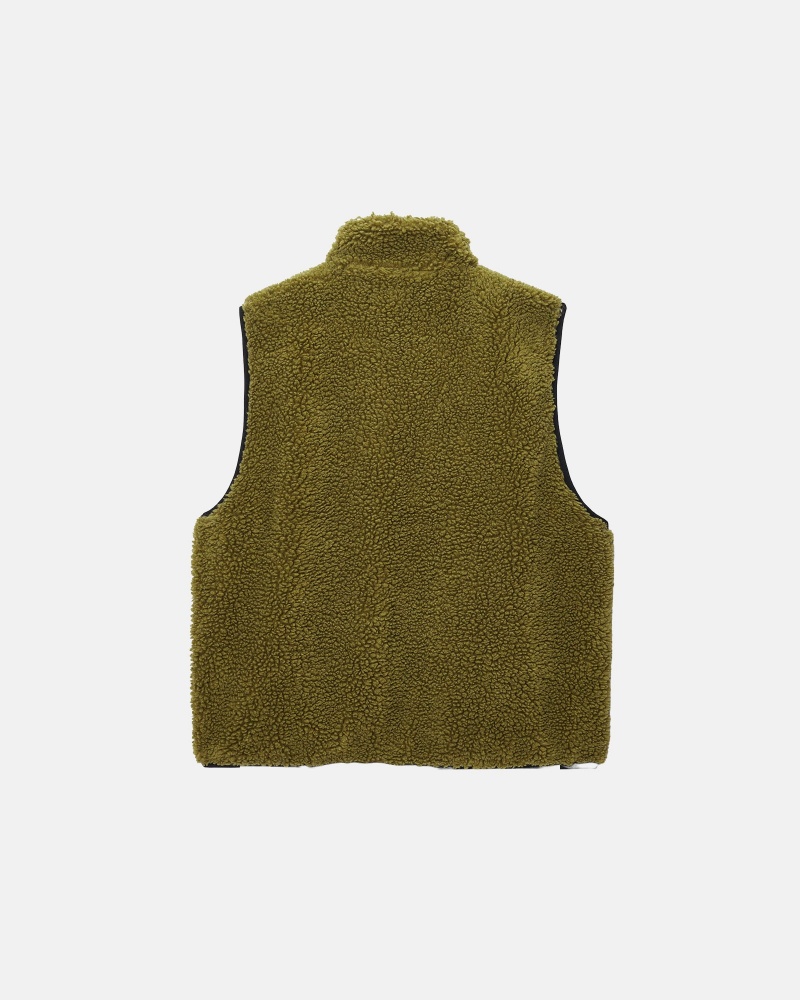 Stussy Sherpa Reversible Vest  Olijfgroen | 53796-JSPY