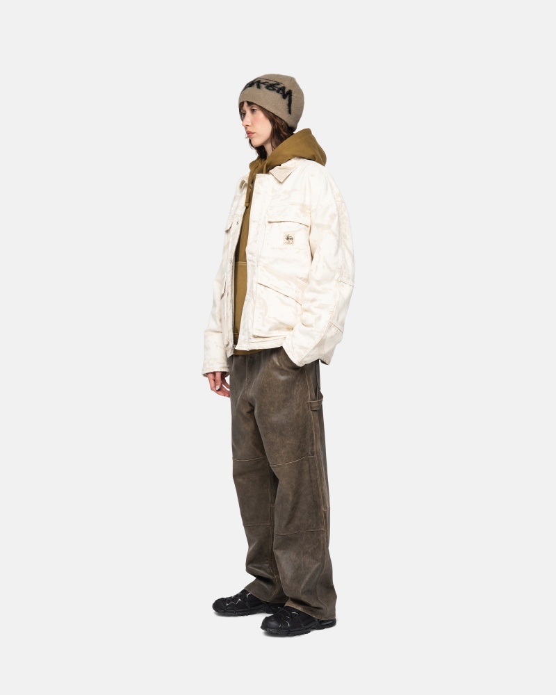 Stussy Shop Distressed Canvas Jassen Khaki | 80169-OIFR