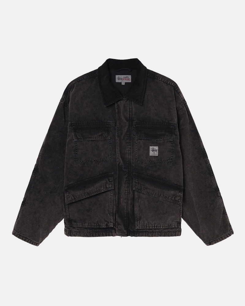 Stussy Shop Washed Canvas Jassen Zwart | 31469-DVYU