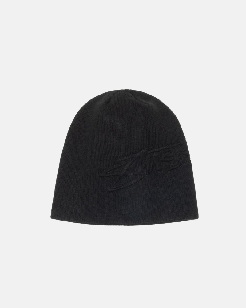 Stussy Skullcap Embossed Smooth Stock Hoeden Zwart | 50726-WZED