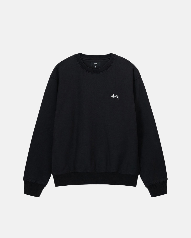 Stussy Stock Logo Crew Sweatshirts Zwart | 42189-PDQE