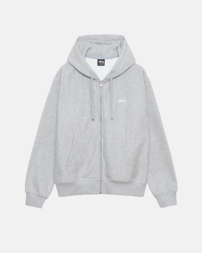 Stussy Stock Logo Zip Hoodie Grijs | 49803-NXCM