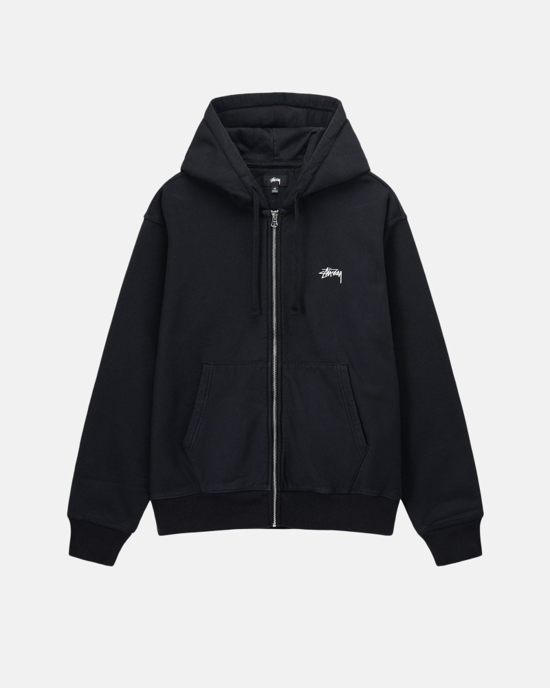 Stussy Stock Logo Zip Hoodie Zwart | 21937-UDQX