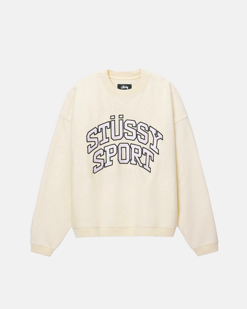 Stussy Stüssy Sport Relaxed Oversized Crew Sweatshirts Wit | 45107-EDVP