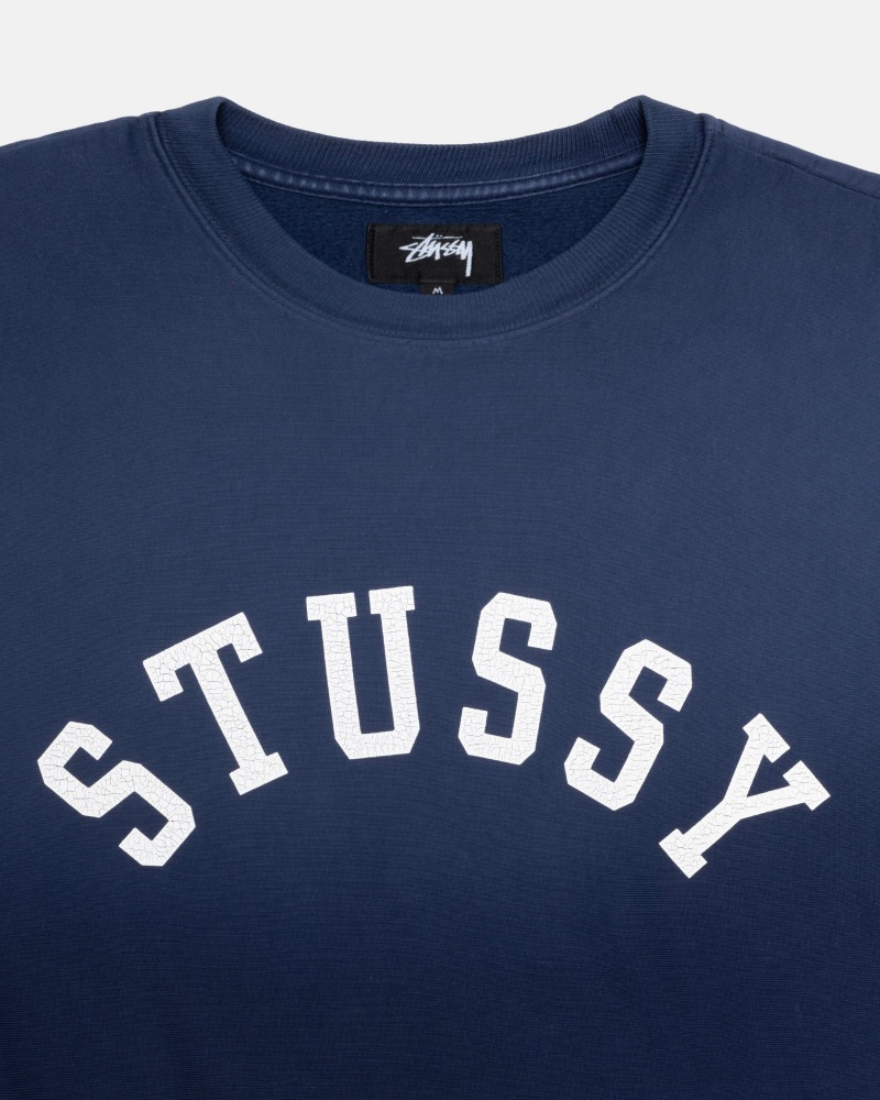 Stussy Sun Faded Oversized Crew Sweatshirts Donkerblauw | 23847-NPFI