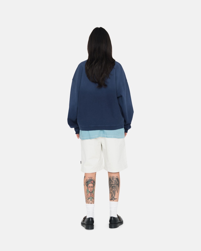 Stussy Sun Faded Oversized Crew Sweatshirts Donkerblauw | 23847-NPFI