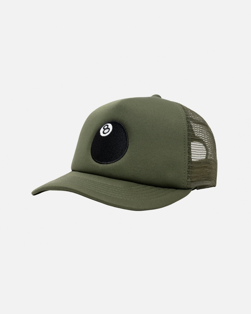 Stussy Trucker 8 Ball Snapback Hoeden Olijfgroen | 12947-HQUV