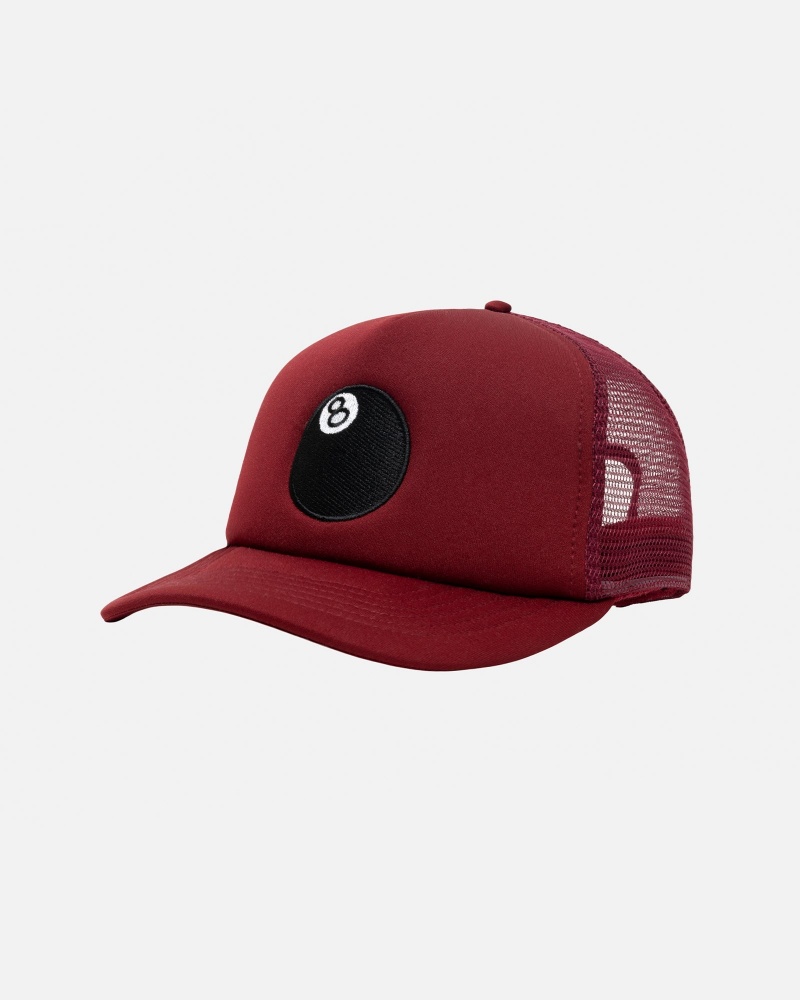 Stussy Trucker 8 Ball Snapback Hoeden Rood | 34561-HYPK