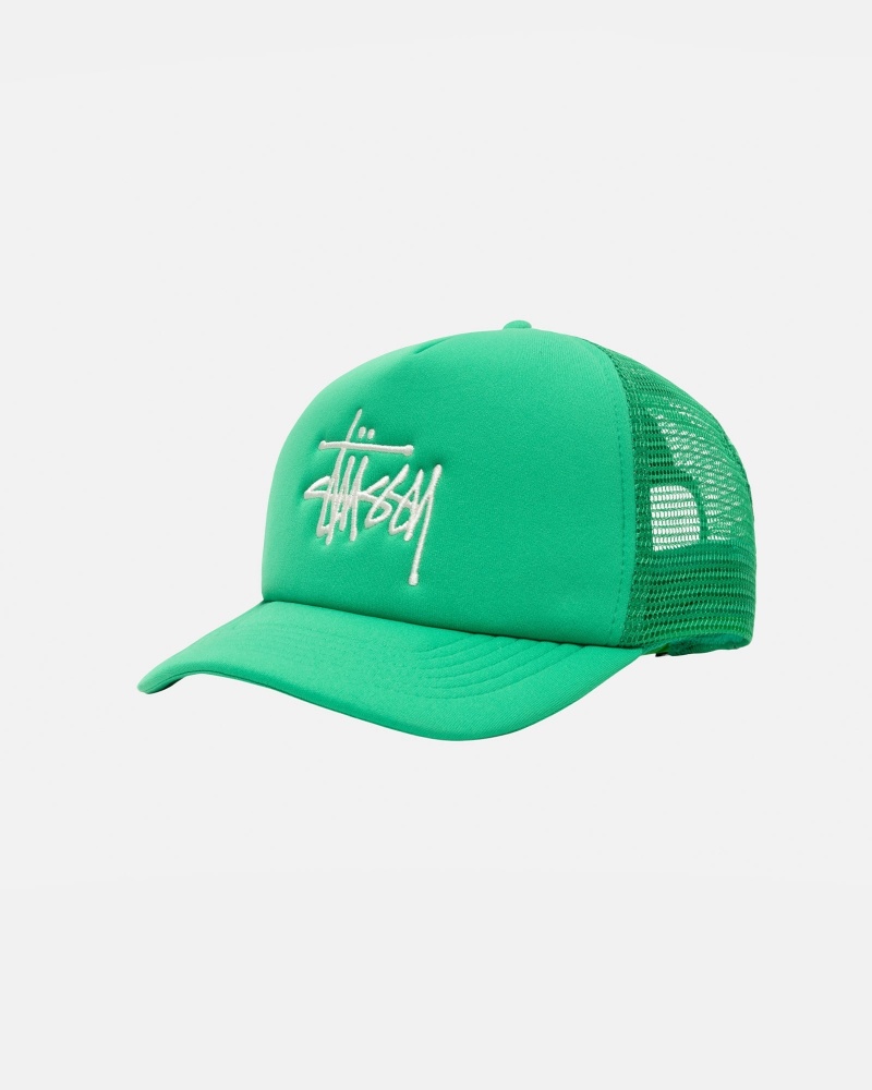 Stussy Trucker Big Basic Snapback Hoeden Groen | 71560-JFTG