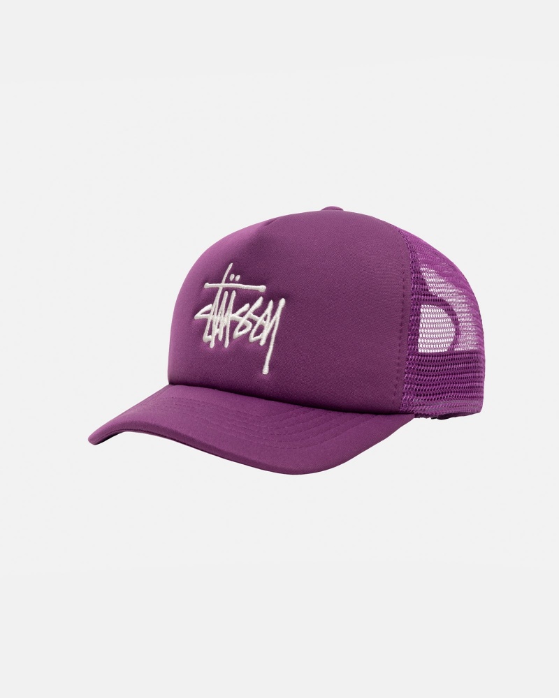 Stussy Trucker Big Basic Snapback Hoeden Paars | 47692-WZUG