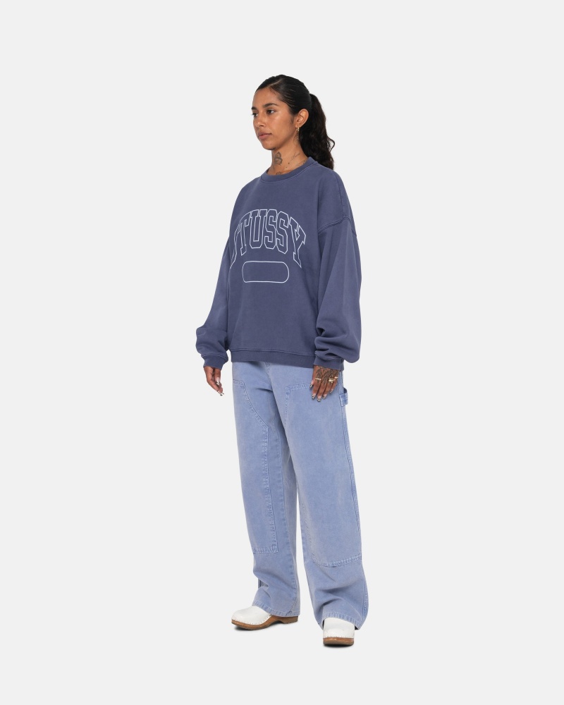 Stussy Varsity Oversized Crew Sweatshirts Blauw | 27053-SYBU