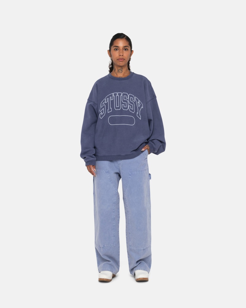 Stussy Varsity Oversized Crew Sweatshirts Blauw | 27053-SYBU