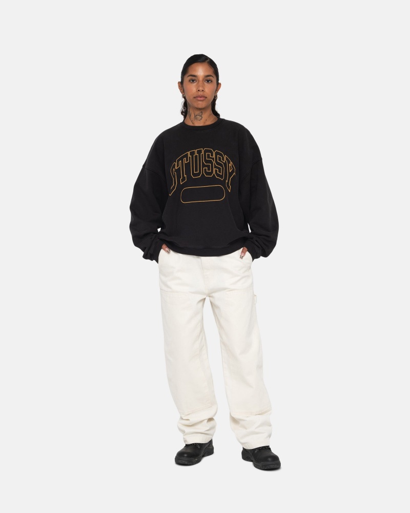 Stussy Varsity Oversized Crew Sweatshirts Zwart | 24913-JTZI