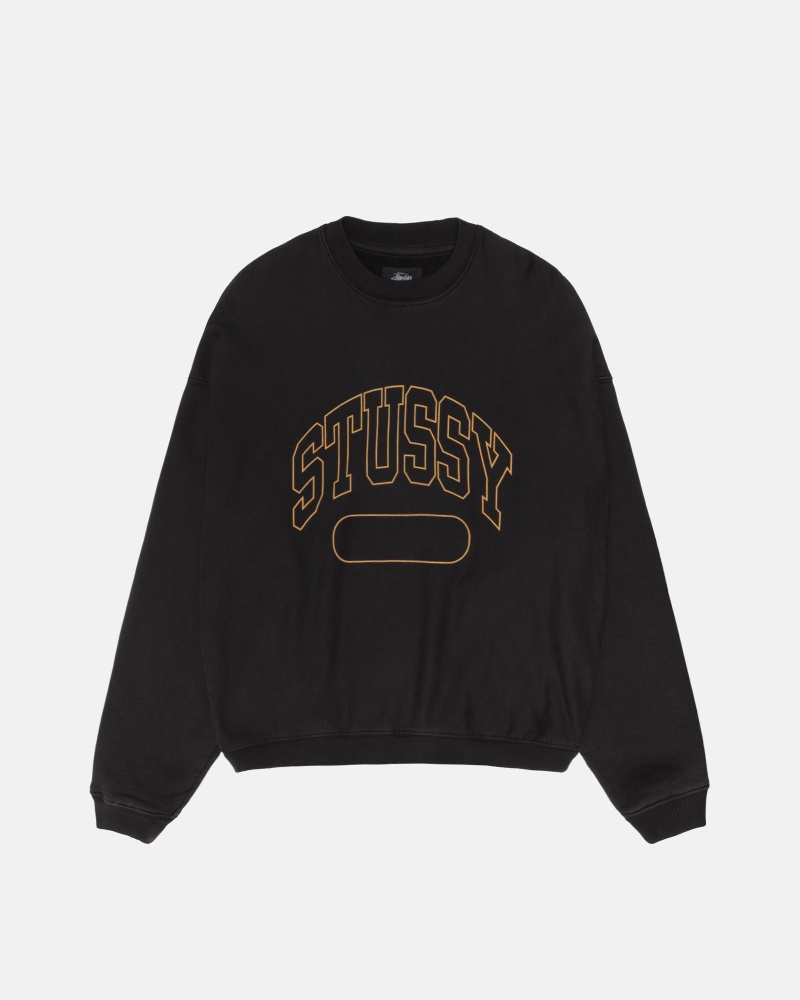 Stussy Varsity Oversized Crew Sweatshirts Zwart | 24913-JTZI