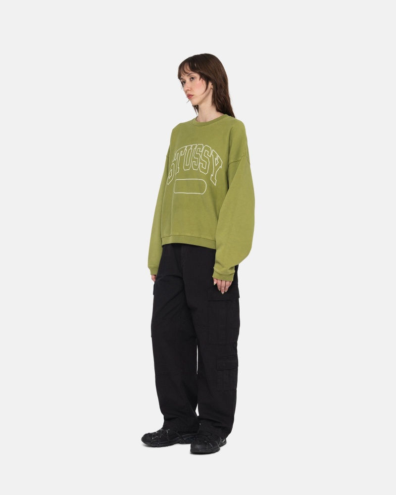 Stussy Varsity Oversized Crew Sweatshirts Groen | 20419-EYQS