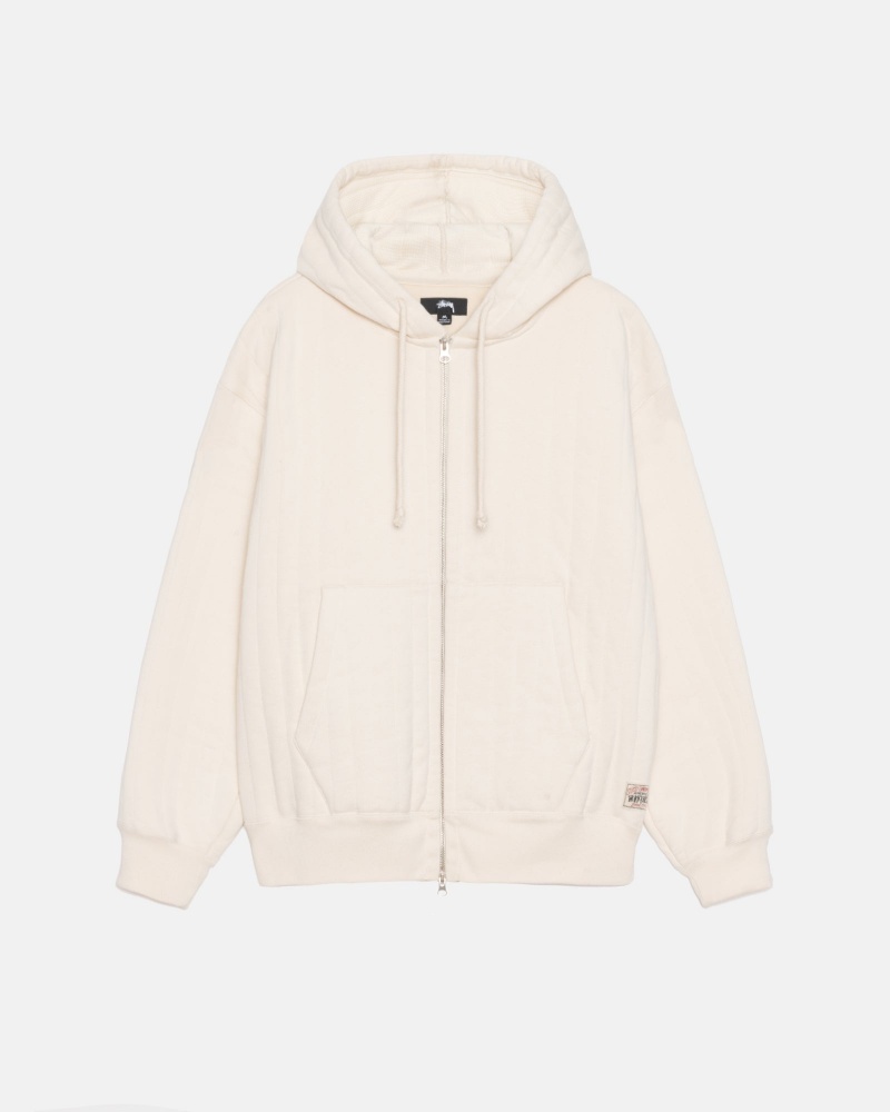 Stussy Vertical Gewatteerd Zip Hoodie Wit | 17689-LBQJ