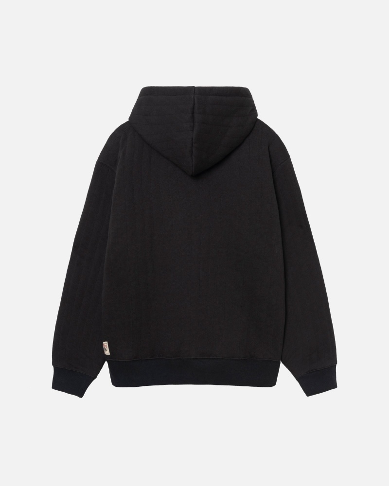 Stussy Vertical Gewatteerd Zip Hoodie Zwart | 69150-ZPFS