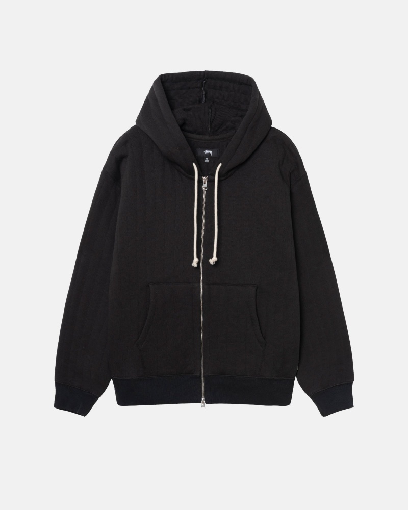 Stussy Vertical Gewatteerd Zip Hoodie Zwart | 69150-ZPFS