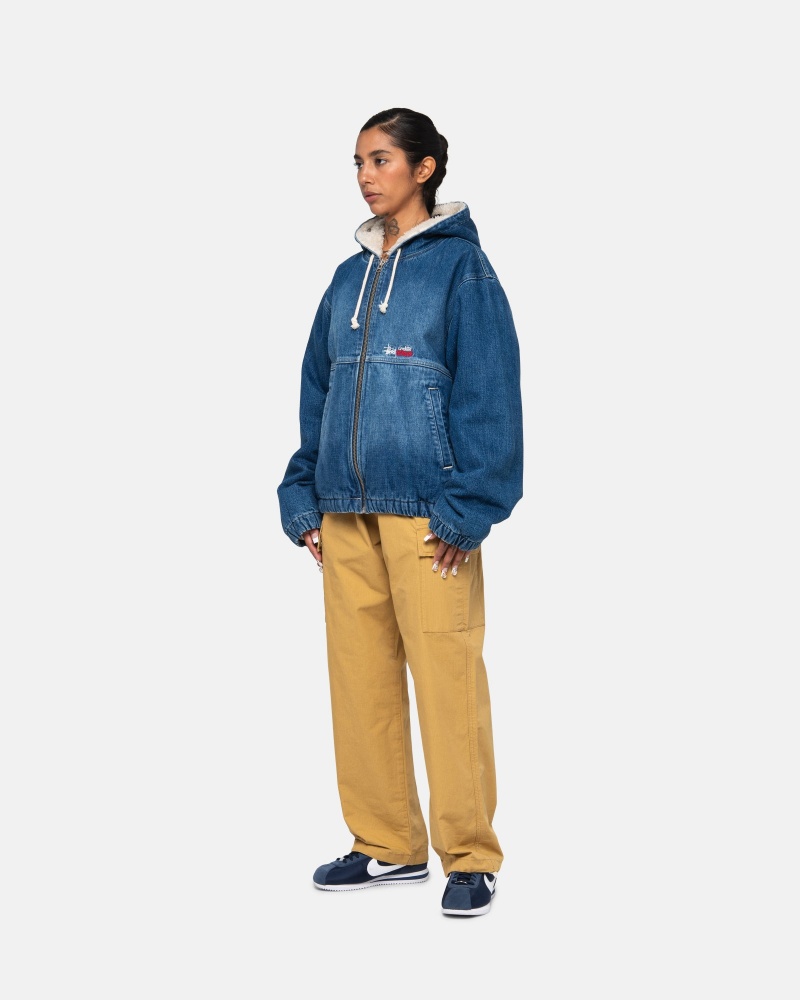 Stussy Werk Denim Sherpa Jassen Blauw | 52690-WRSE