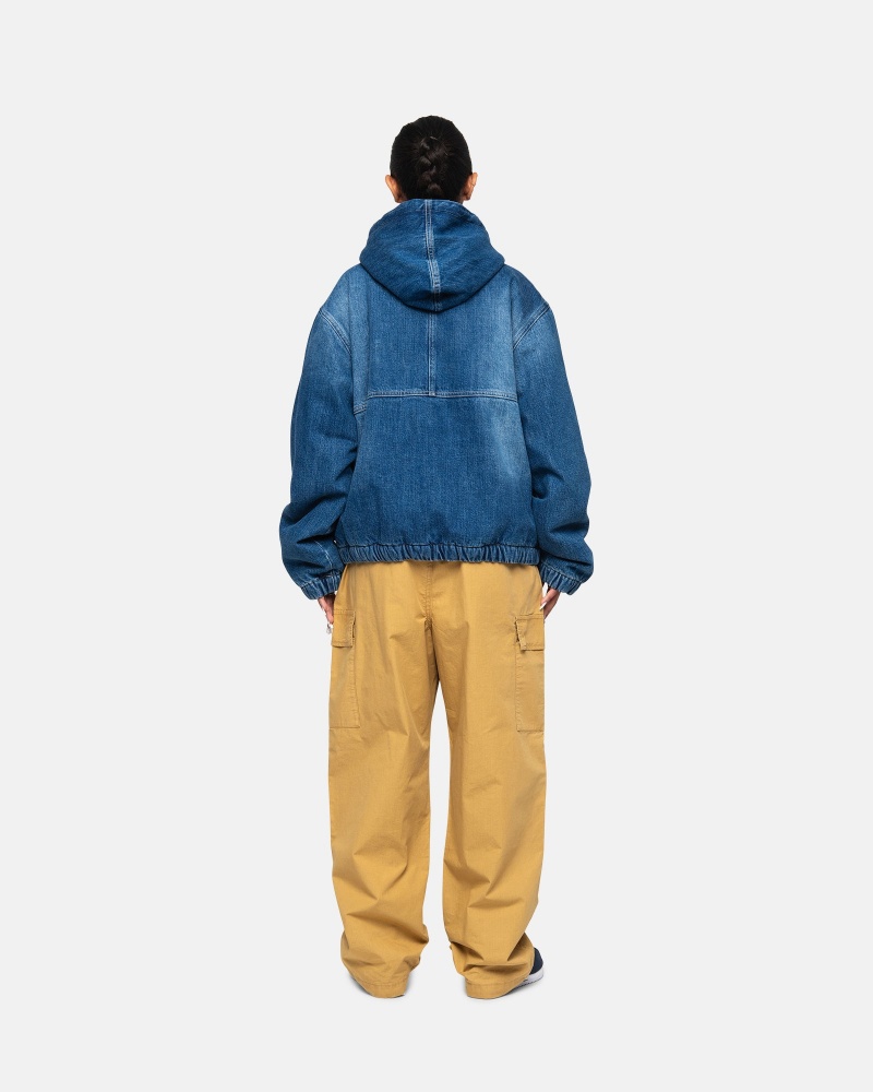 Stussy Werk Denim Sherpa Jassen Blauw | 52690-WRSE