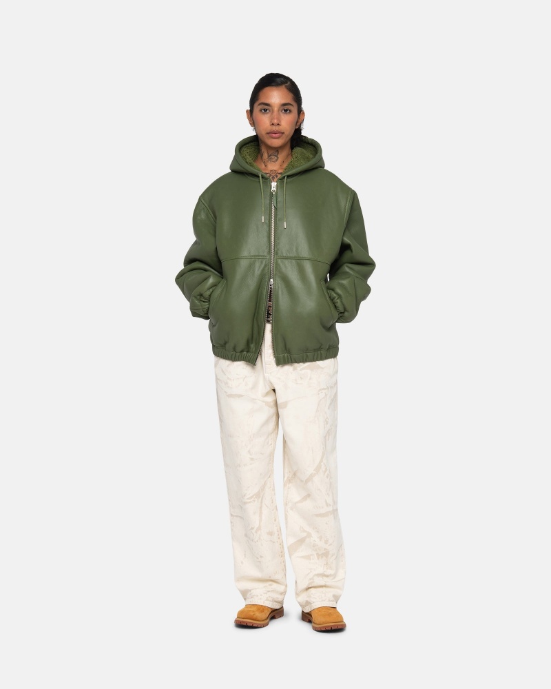 Stussy Werk Shearling Jassen Groen | 90146-FKBJ